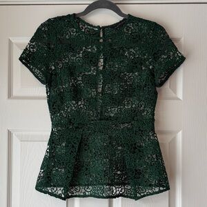 Zara Green Lace Peplum Top